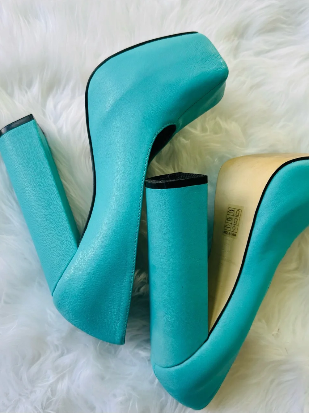 LF  Turquoise Platform Block Heels